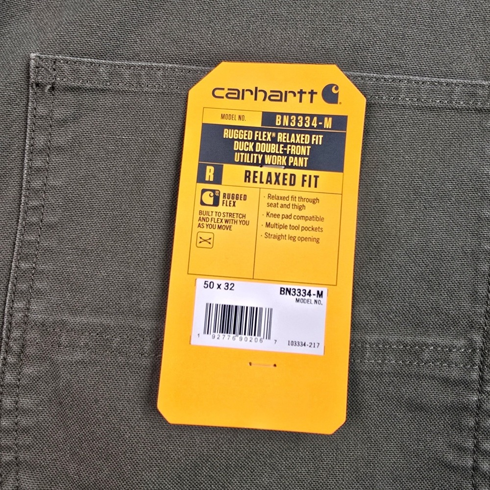 Carhartt Rugged Flex Relaxed Fit Double Front Duck Work‎ Pants 50x32 BN3334-M